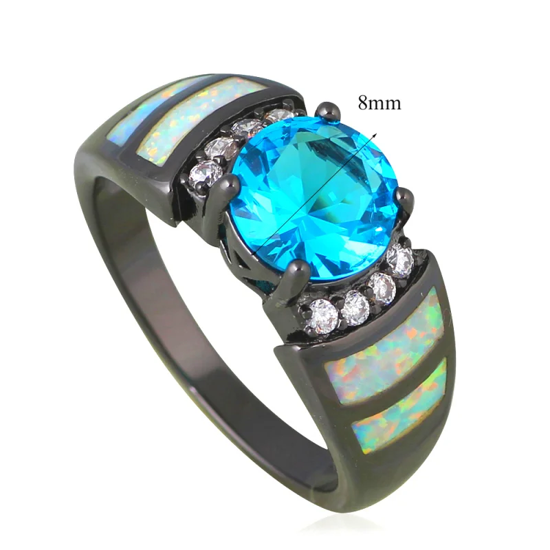 Лучшие продажи обручальные кольца для возлюбленной голубой огненный опал