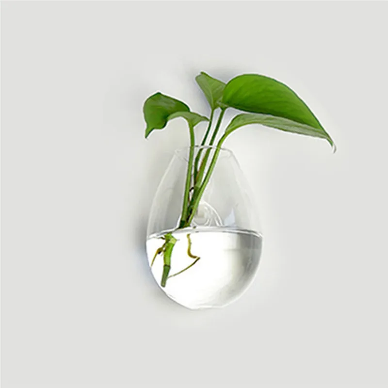 1PC Glass Hydroponic Pot Wall Clear Terrarium Vase Finish Tank Wedding Garden Home Office Flower Plant Stand Hanging Decoration
