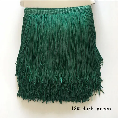 13dark green SASKIA 10 метров 15 см длинная кружевная обрезанная лента Материал отделочная кисточка швейная одежда Diy латинское платье занавеска ткань аксессуар - Цвет: 13dark green
