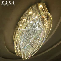 crystal chandelier lamp led light oval shaped luxuriou crystal lighting for hotel lobby large luxury project lustre fixture