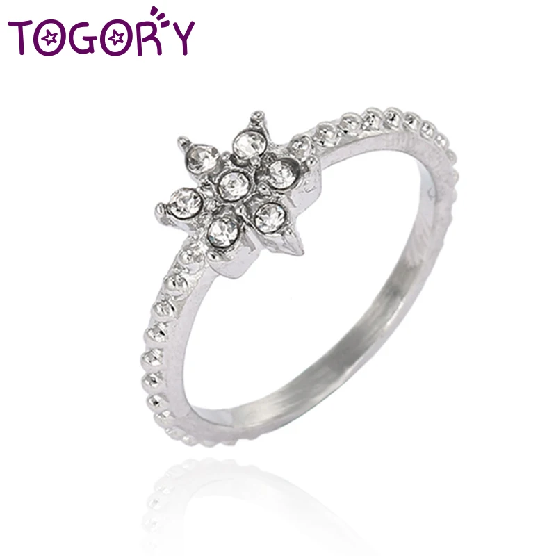 TOGORY, модное Фирменное кольцо с бантом, складываемое, микро кольцо, CZ, кольцо на палец для женщин, лучший подарок, ювелирное изделие - Цвет основного камня: R17