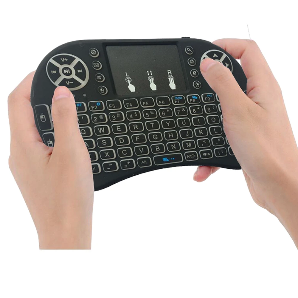 Русский rf Беспроводной красочные клавиатура с подсветкой I8 2.4 ГГц Air Мыши