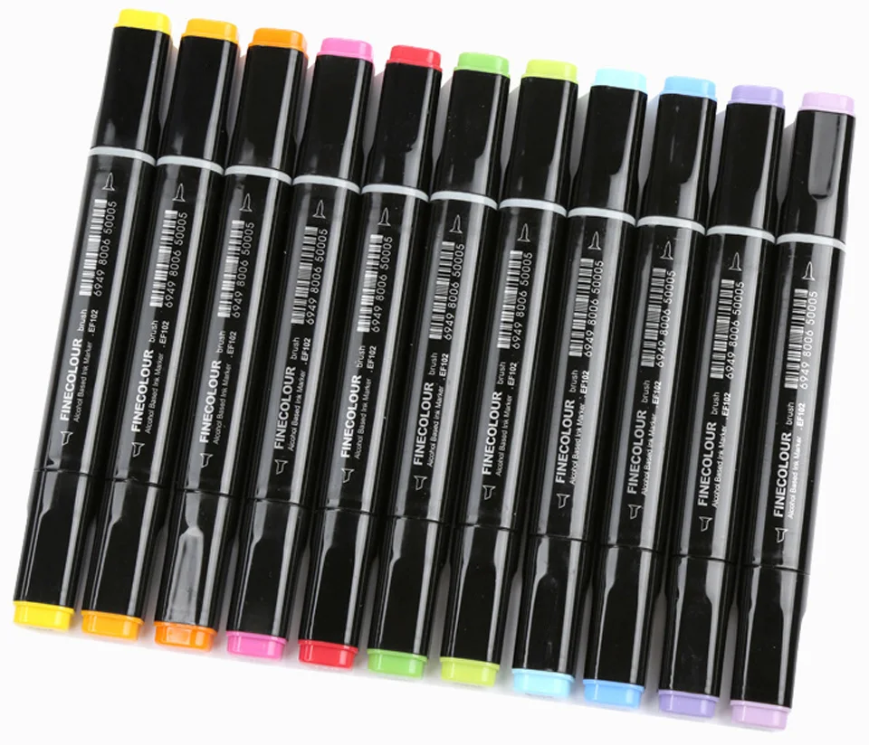 Finecolour EF102 кисти художественные маркеры тонкие и кончик кисти 480 цветов Профессиональные манга премьер двухсторонние маркеры для рисования