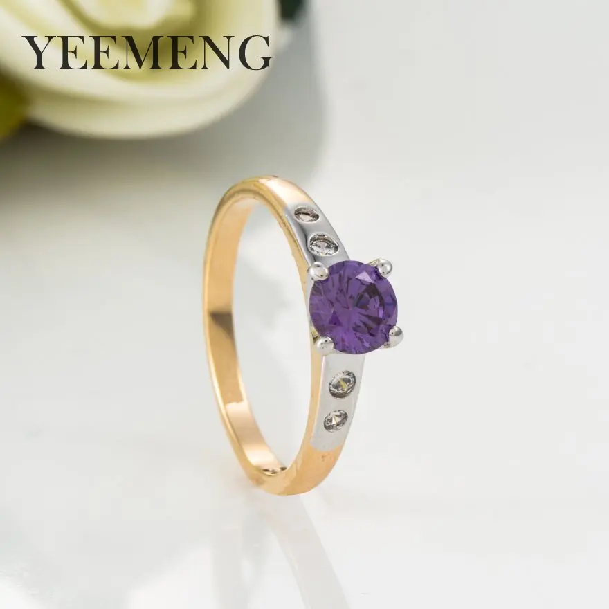 purple YEEMENG, модное дизайнерское кольцо, квадратные циркониевые кольца для женщин, ювелирные изделия, свадебный подарок на помолвку, Роскошные инкрустированные каменные кольца - Цвет основного камня: purple