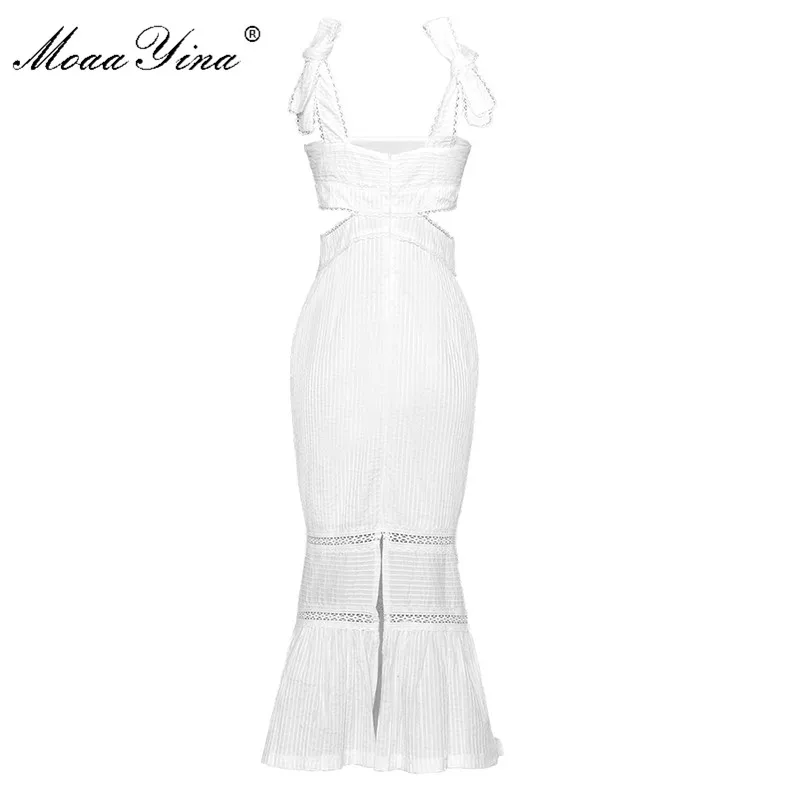 MoaaYina модное дизайнерское подиумное платье весна лето женское спагетти ремень