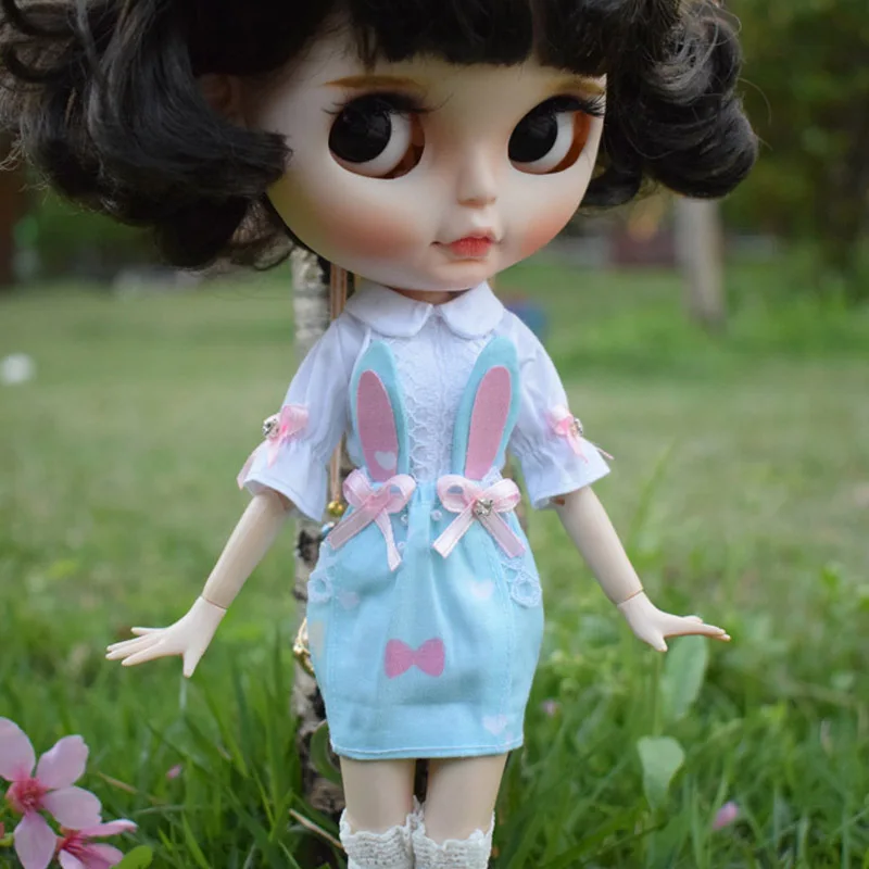 1 комплект, платье с милым кроликом и рубашки, комплект одежды для Blyth Azone 1/6, аксессуары для кукол
