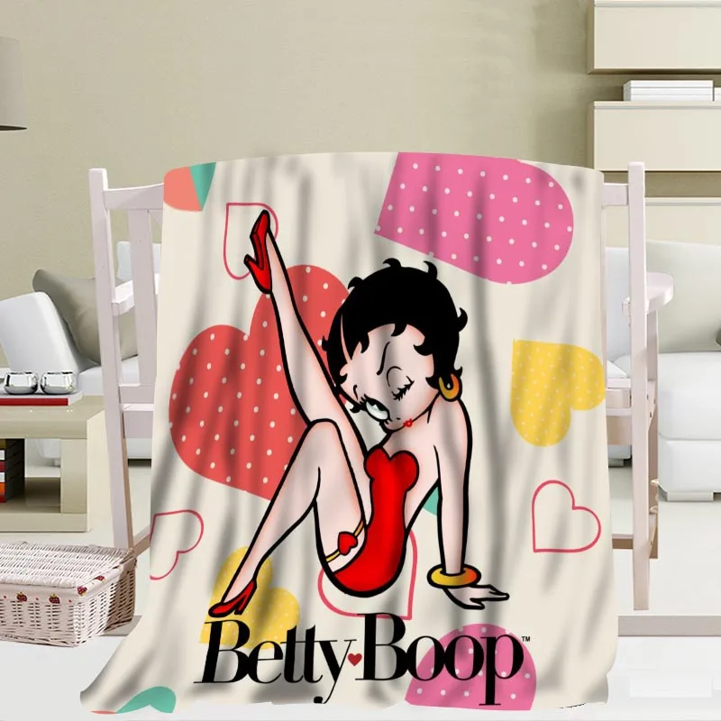 Мягкое одеяло с узорами Betty Boop 56x80 дюймов 50x60 40x50 дюймов|Одеяла| |