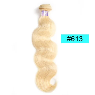 Allove Blonde 613 пучки с фронтальным закрытием бразильские пучки волнистых волос с закрытием Remy человеческие волосы с закрытием шнурка - Цвет: #613