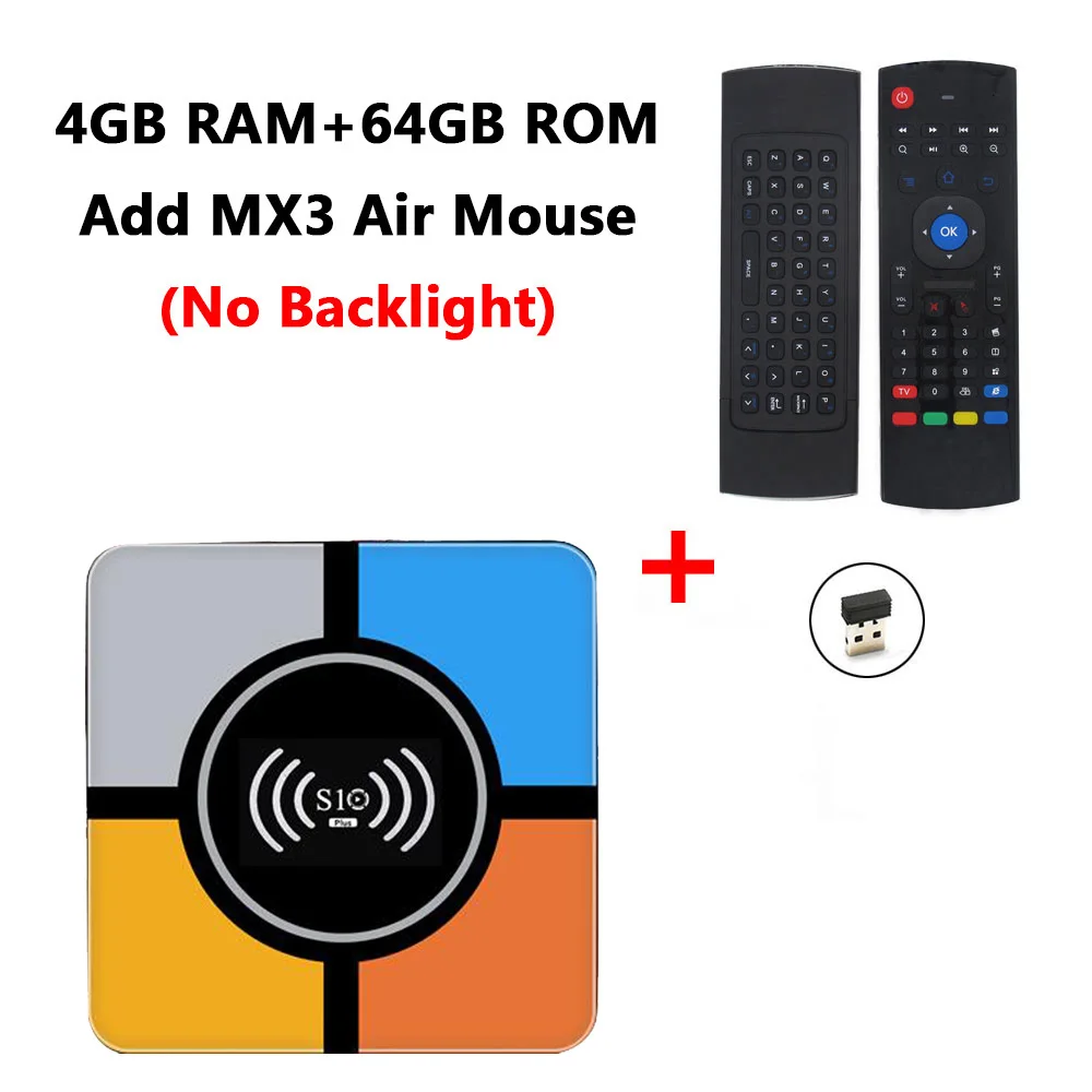 4GB 64GB add MX3 S10 Plus Android 8,1 ТВ-приставка с беспроводной зарядкой 4 Гб ОЗУ 64 Гб ПЗУ RK3328 четырехъядерный медиаплеер 2,4G WiFi 4K HD смарт-ТВ приставка - Цвет: 4GB 64GB add MX3