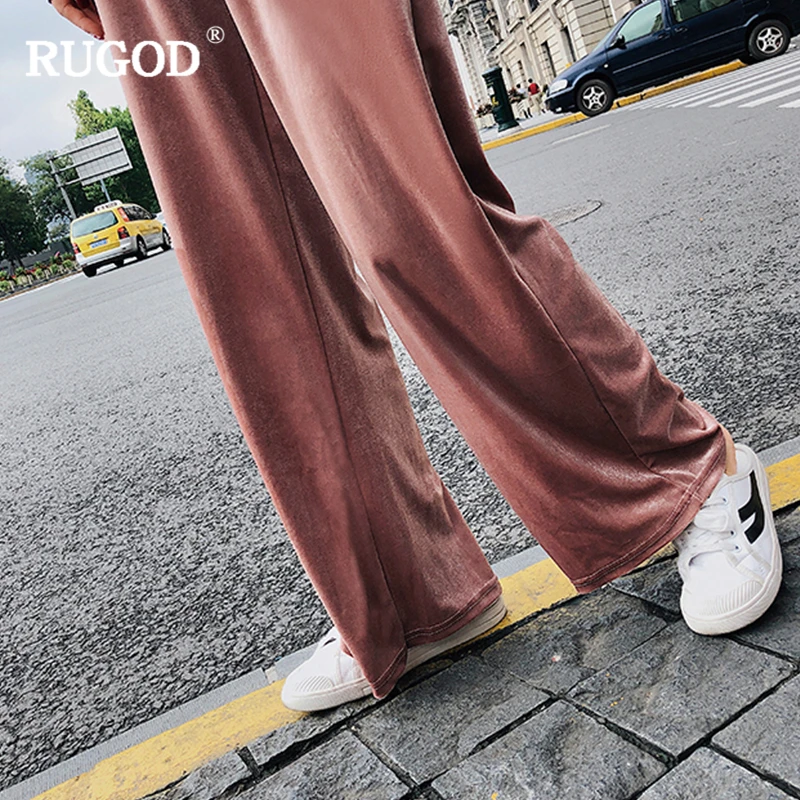 RUGOD New Fashion Female Ankle-Length Pants Casual Loose Drawstring Solid High Waist Wide Leg For Women Pantalon Femme | Женская одежда