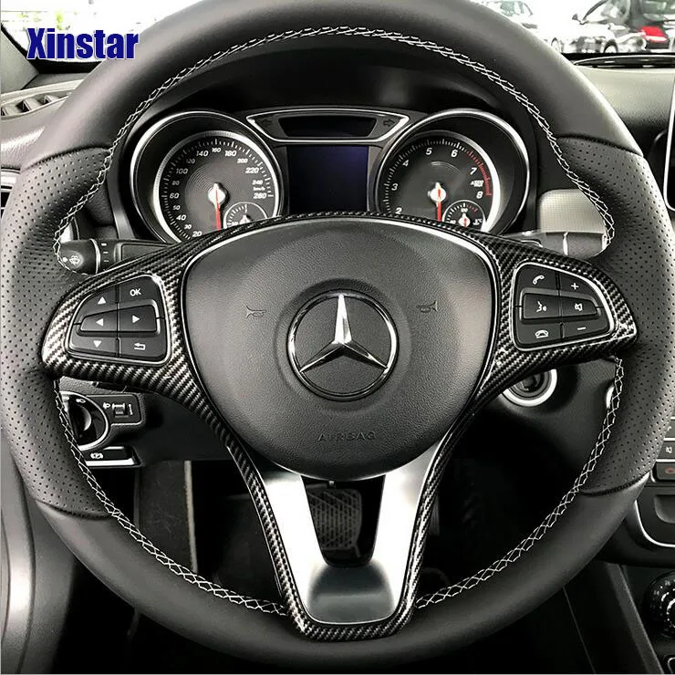 ABS украшение рулевого колеса автомобиля Наклейка для Mercedes Benz A B C E GLA GLC CLA GLE GLS W205 W213 amg a45