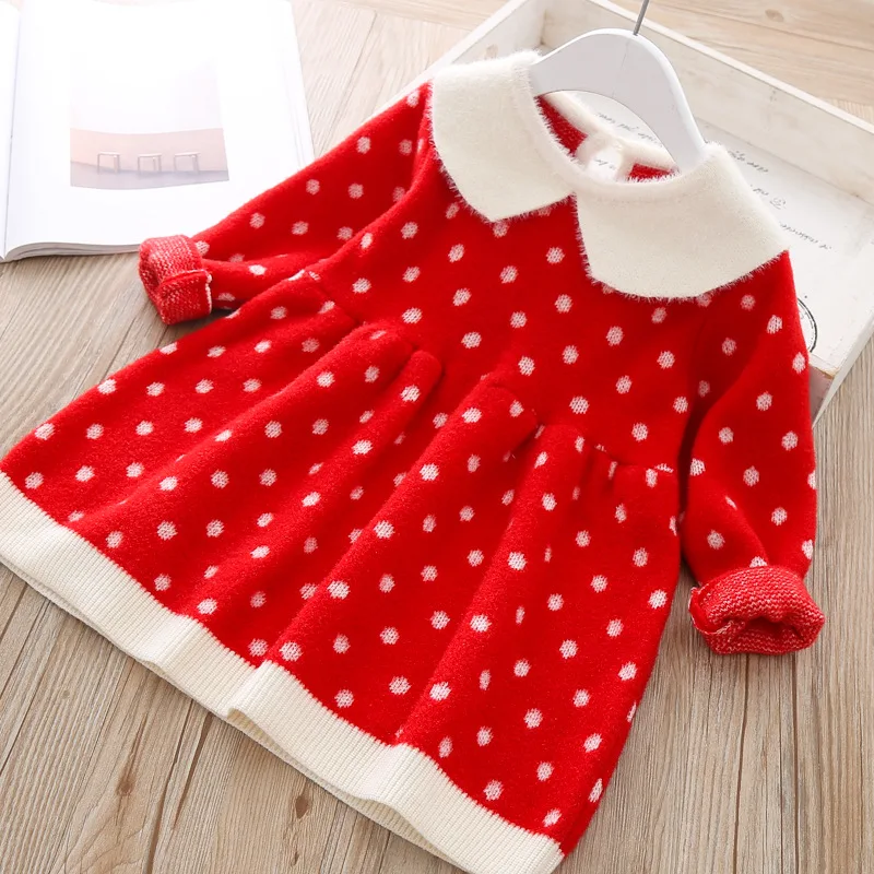 Newborn Girls warm Dress Cute autumn winter New Baby Knitted Clothes Infant Toddler Tops Shirts for girl wool Christmas Dresses