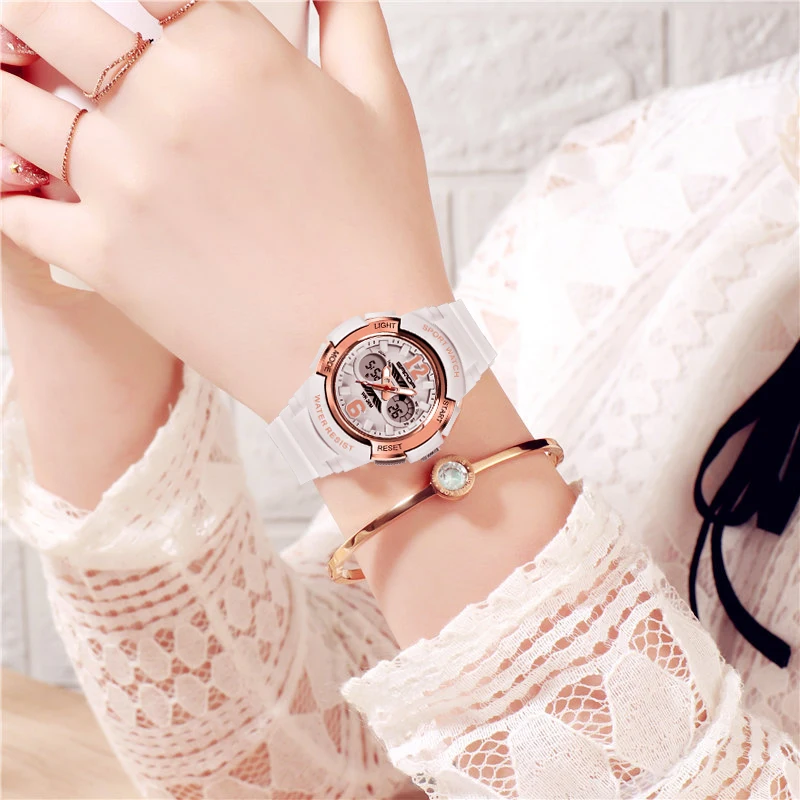 SANDA Брендовые спортивные часы женские цифровой светодиодный электронные