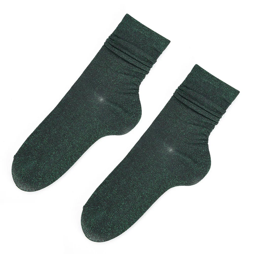 Women Glitter Shiny Socks Autumn Winter Solid Color Casual Sock Elastic Soft Comfortable | Тематическая одежда и униформа