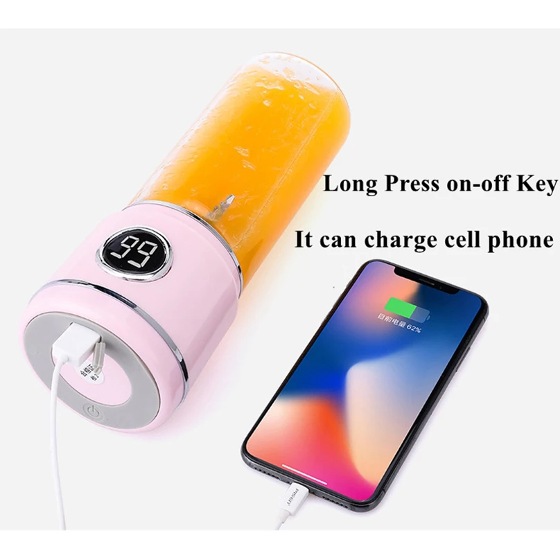 

420ml Juice Maker Machine Batidora USB charge Blender Mixer Portable Mini Juicer Smoothie Maker Fruit Juice Extractor Exprimidor