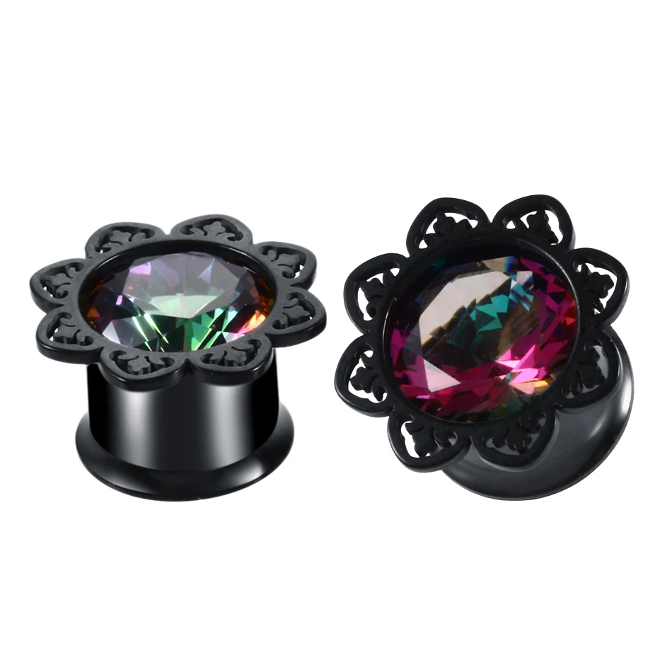 2 шт./лот стальные беруши и туннели расклешенные для пирсинга плоти Цветочные