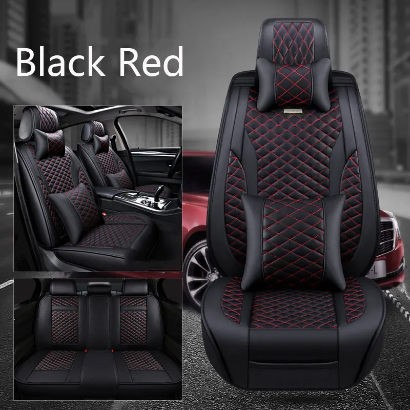 Модные роскошные кожаные Авто универсальное автокресло cover protector подушки для Mercedes Benz t210 w211 t211 w212 w213 w220 w221 w222 - Название цвета: Black Red