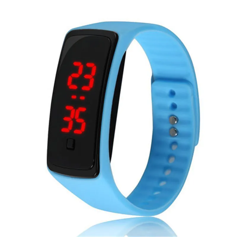 Light blue Новинка, модные светодиодный часы для занятий спортом, бега, дата, резиновый браслет, цифровые часы, спортивные часы для женщин, мужские часы для фитнеса, zegarek damski - Цвет: Light blue