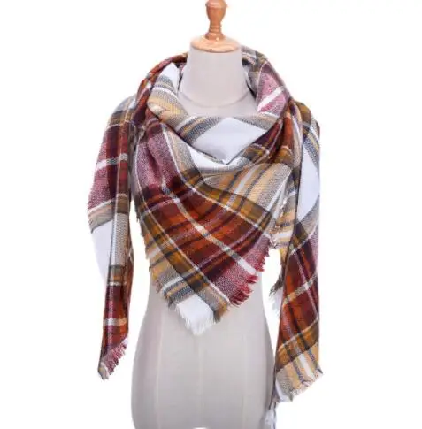 2018 модный вязаный весенне-зимний женский шарф клетчатые теплые кашемировые