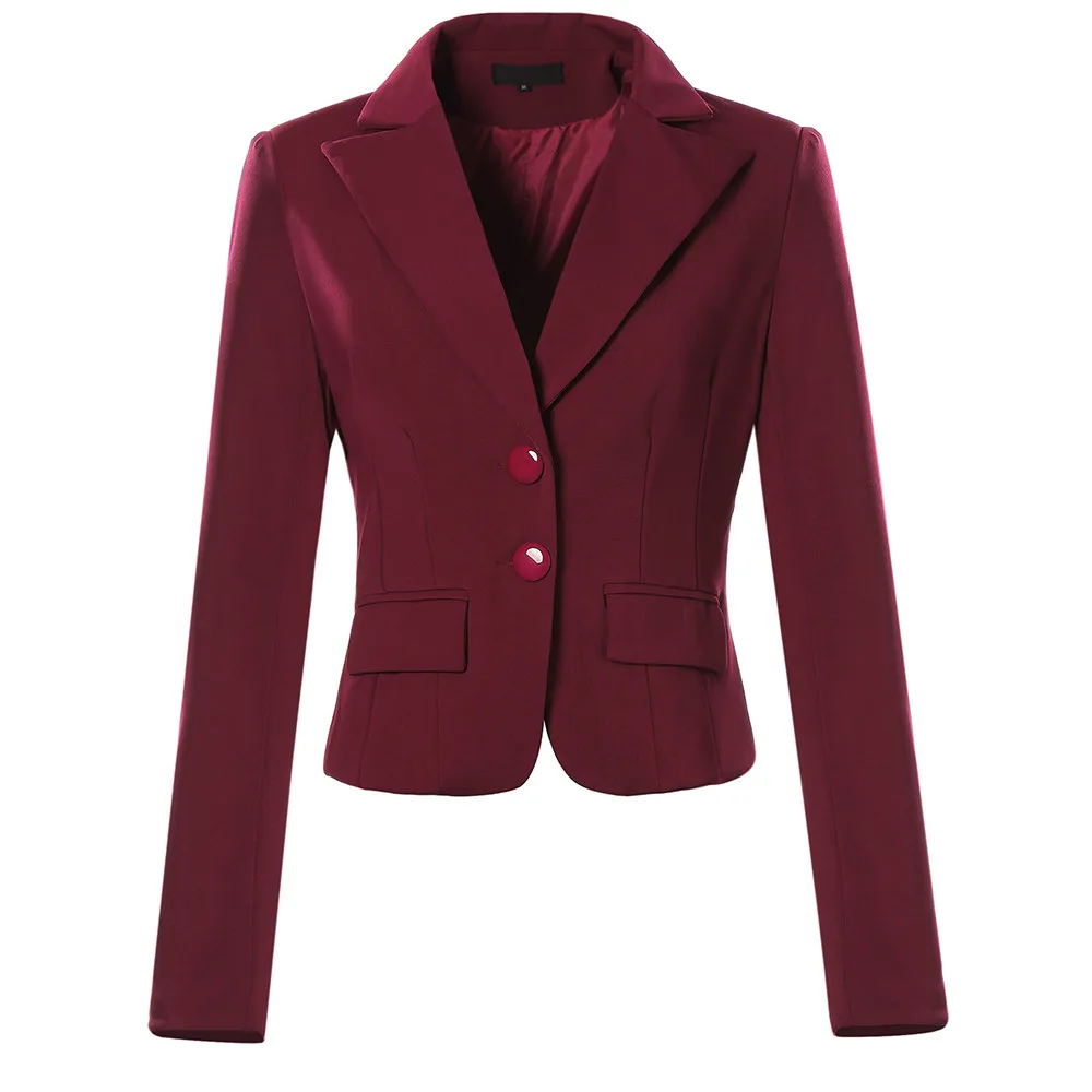 JAYCOSIN Женская куртка блейзеры женский сплошной цвет две кнопки карман Slim Fit маленький костюм пальто офисная куртка повседневные Топы блейзер