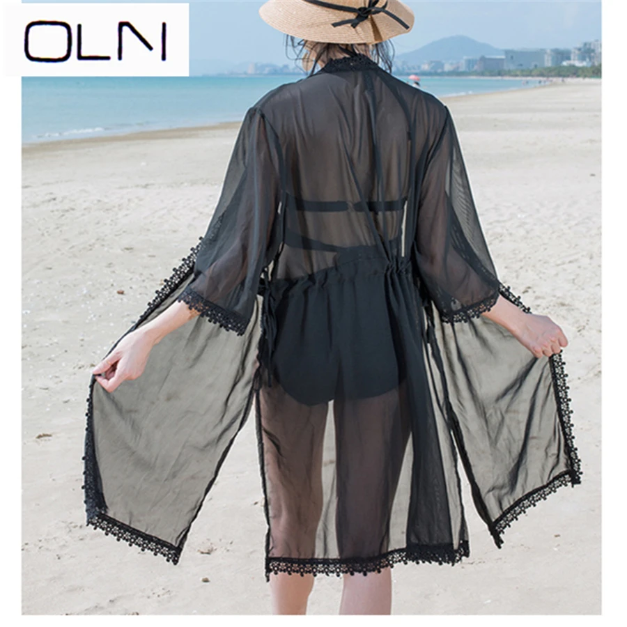 Vestidos корейское платье OLN новая пляжная туника больших размеров в богемном стиле