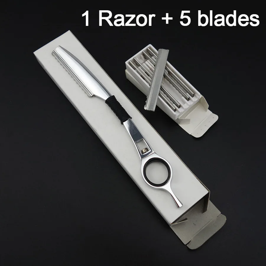 1 razor 5 blades Филировочная расческа, филировочный нож, металл из нержавеющей стали, ручка вращается на 360 градусов - Цвет: 1 razor 5 blades