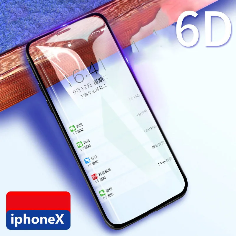 10D full cover tempered glass for iphone xs max x xr 6 6s 7 8 plus phone toughened membrane 6D | Мобильные телефоны и