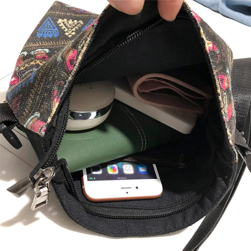 Сумка мессенджер на одно плечо модная женская тканевая сумка с вышивкой в