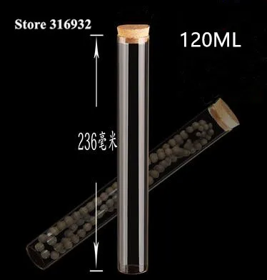 120ML 30 мл 35cml 50 мл 120 мл лабораторная стеклянная пробирка с пробками пробки бутылки с пробковой пробкой большой емкости - Цвет: 120ML