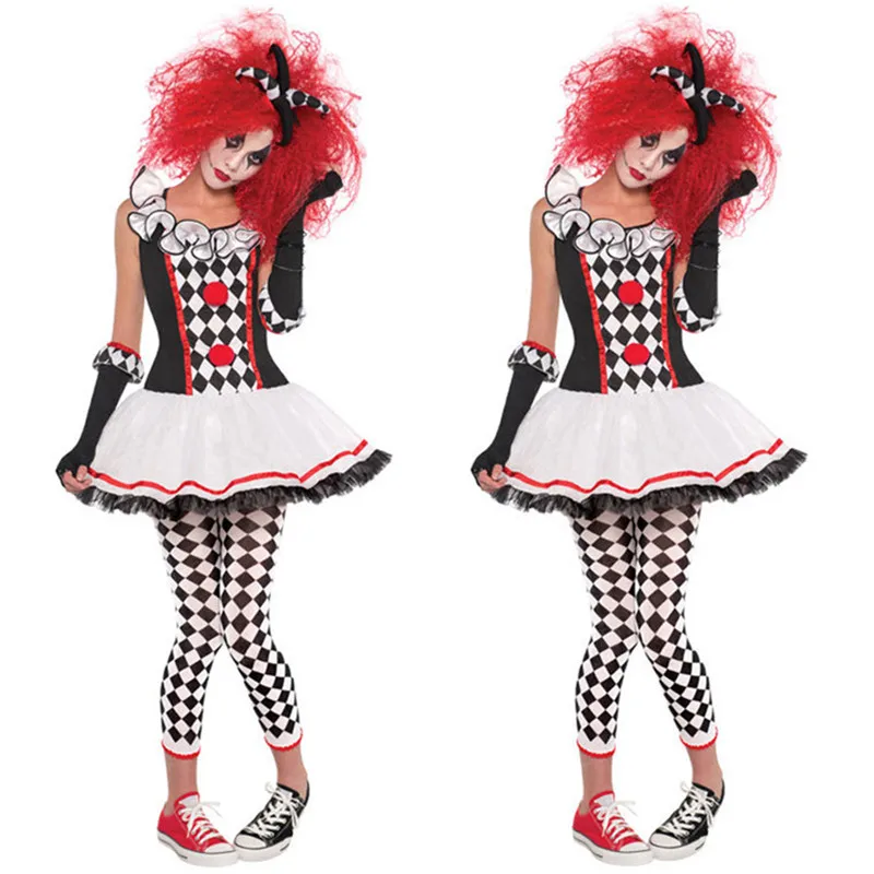 Halloween Costumes Adult Funny Circus Clown Costume Naughty Harlequin Uniform Fancy Cosplay Clothes for Women | Тематическая одежда