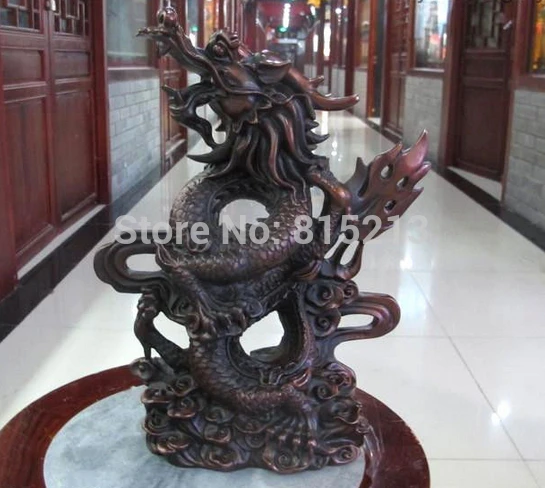 

bi00821 12"Chinese Bronze Copper Hovering Fly dragon Palace Auspicious Statues