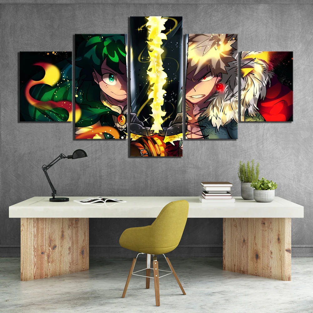 Печать холст Картина Wall Art 5 Панель мой герой Академии аниме плакаты Современная