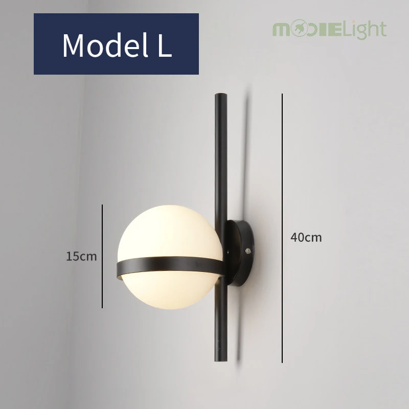 Model L Mooielight светодиодный настенный светильник из стекла для помещений в современном скандинавском стиле E27 лампа Настенные Бра Настенные светильники для спальни прикроватные украшения дома - Цвет абажура: Model L
