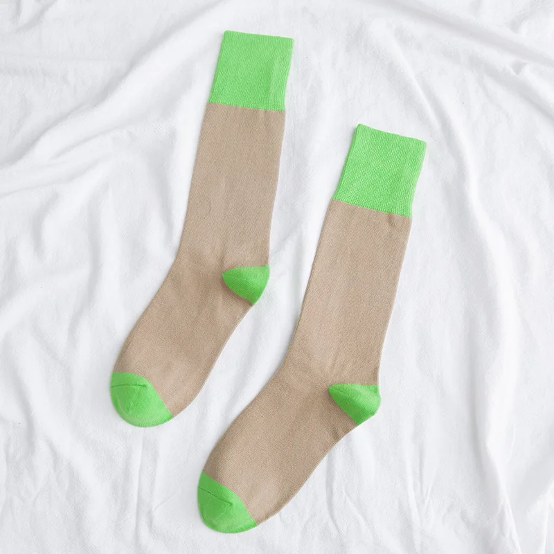 Beige socks PEONFLY носки женские новые блестящие носки в Корейском стиле блестящие Лоскутные гетры повседневные женские яркие винтажные женские носки - Цвет: Beige socks