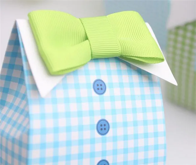 New Creative My Little Man Blue Green Bow Tie Birthday Boy Baby Shower Favor Candy Treat Bag Wedding Favors Box Gift Bags | Дом и сад