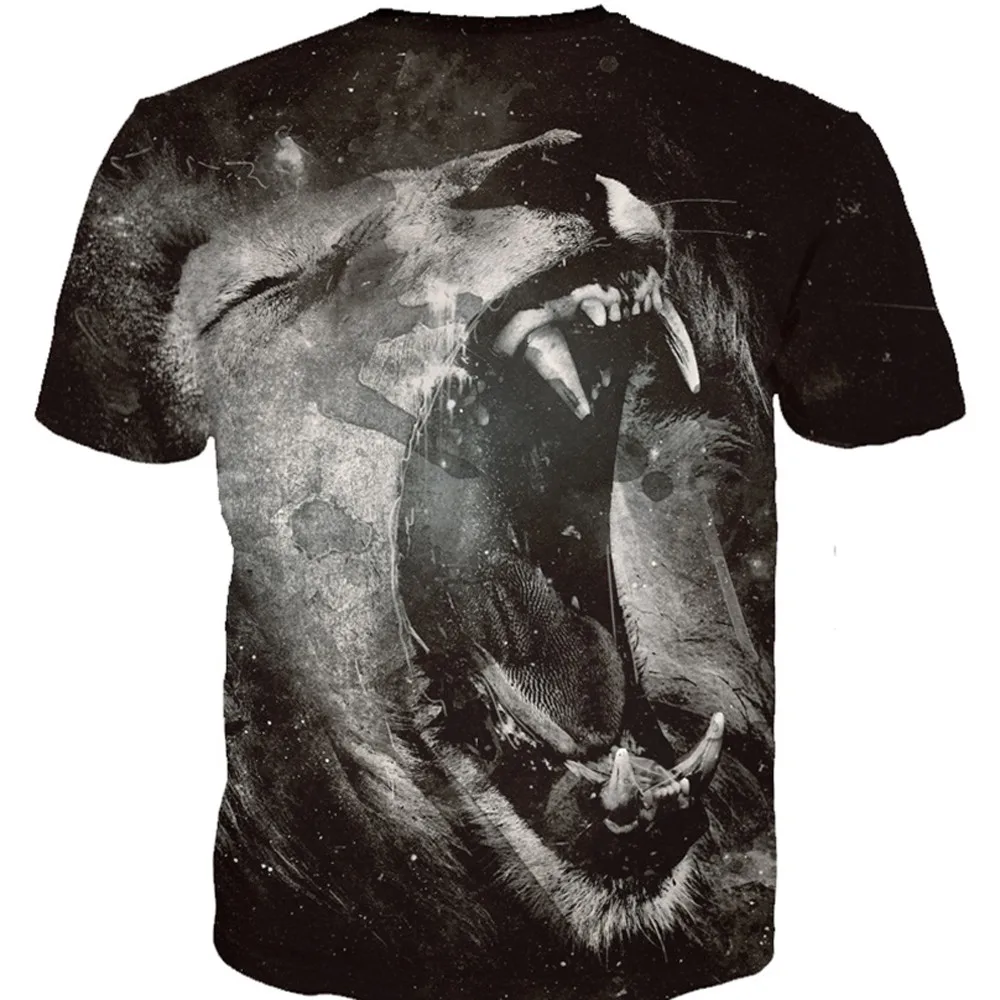 New Hot Fashion Mens Lion 3D Printing Tees Shirt Short Sleeve T-Shirt Blouse Tops For Male Drop Shipping | Мужская одежда