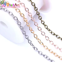 olingart 3mlot 6mm rose goldgoldrhodiumbronze color plated oval shape cross link chains diy jewelry accessories making