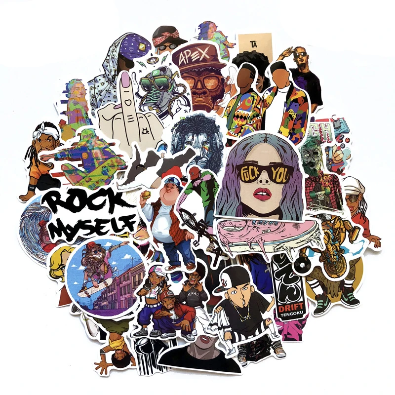 48pcs 48 шт. мультяшная наклейка s хип-хоп Rap Doodle Street серия для багажа автомобиля ноутбука Наклейка на Холодильник Скейтборд наклейка F2 - Цвет: 48pcs