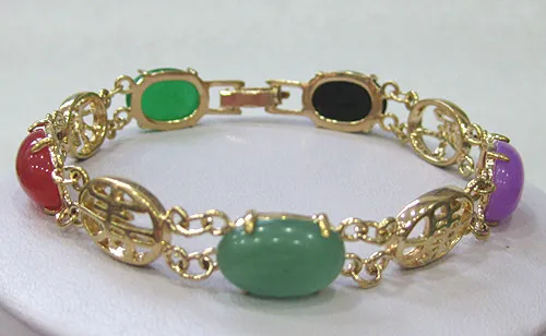 

wholesale fancy copper alloy inlay mixed colors stone AAA 7.5" Bracelet fashion jewelry#b08 new