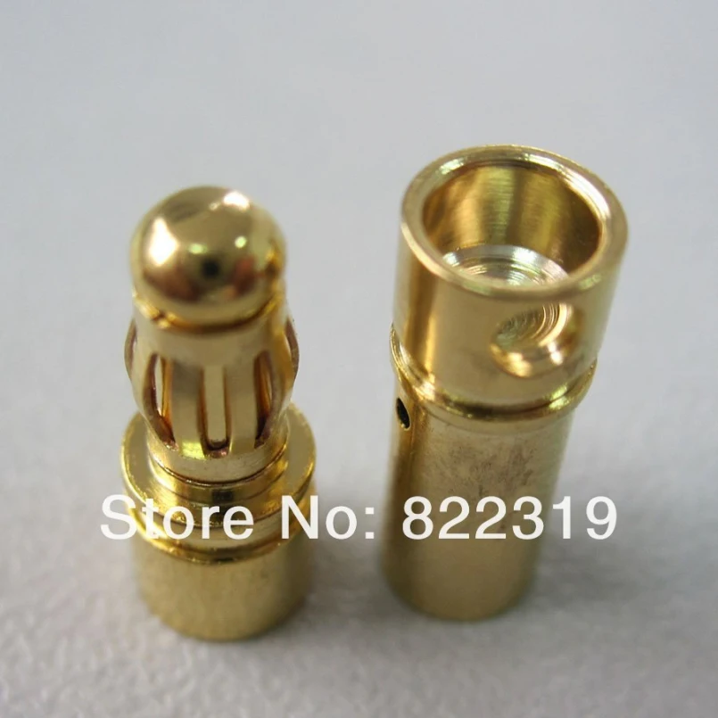 

200 pairs/lot wholesale hot selling 3.5mm Gold Plated RC Battery Bullet Banana Connector Plug for RC Model DU0082