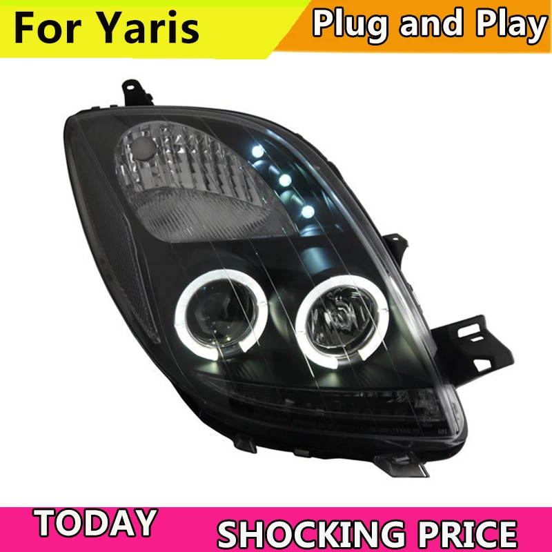 Автомобильная фара doxa для Toyota Yaris светодиодный ная ангельские глазки на 2005 2012 год