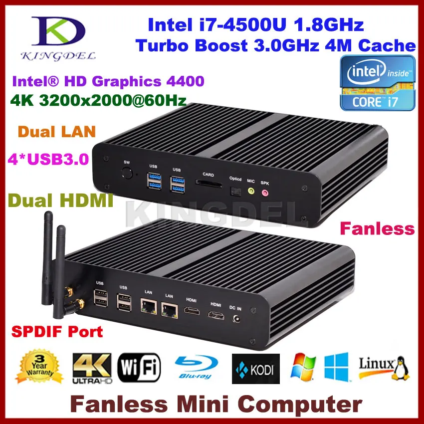 

Kingdel Intel i7 4500U Dual Core Fanless Mini Desktop PC Nettop 16GB RAM+SSD Ultra HD 4K 2*Gigabit LAN+2*HDMI+SPDIF+4*USB3.0