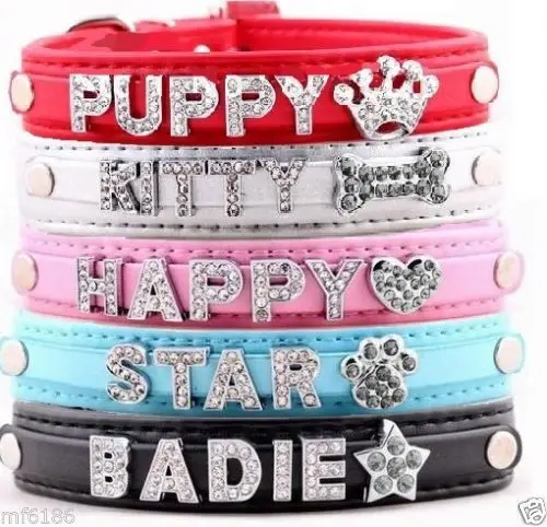 Ошейник Стразы для домашних животных с металлическим блеском уникальное имя XS S M