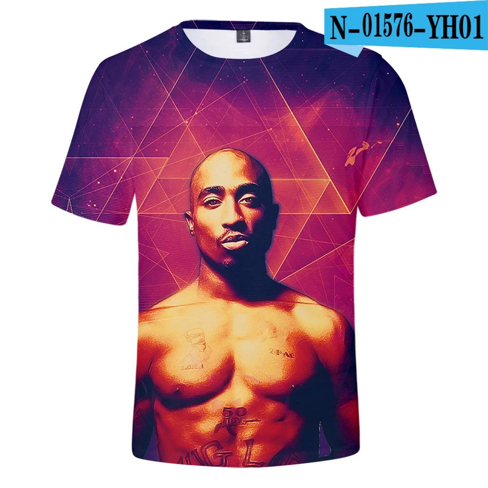 N01576 Мужская одежда 2pac принт 3d футболка для мужчин короткий рукав o-образным вырезом Makaveli хип хоп Swag Harajuku уличная футболка - Цвет: N01576