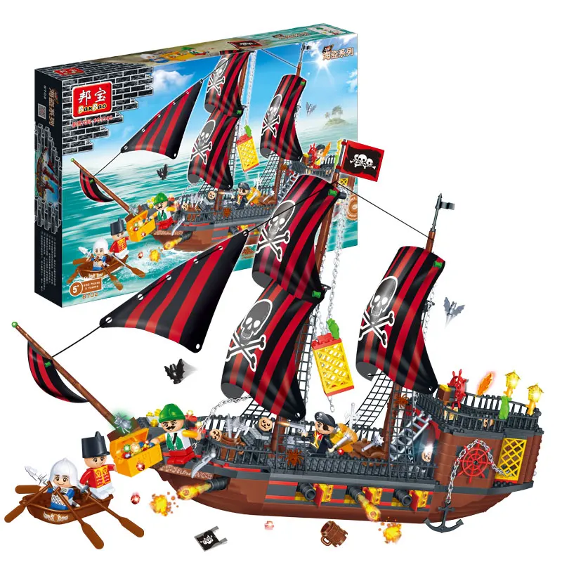 Пираты учебный корпус Конструкторы Игрушечные лошадки для детей Подарки Gun лодка