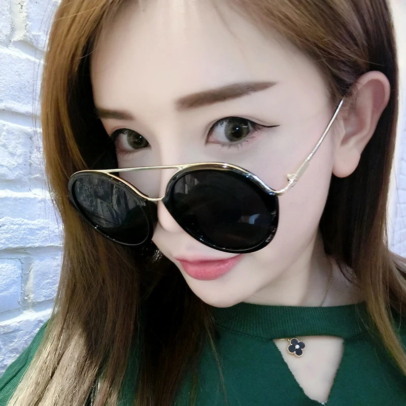2017 круглое зеркало Солнцезащитные очки для женщин Для из металла Рамки Брендовая