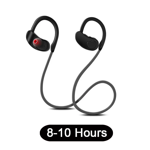 Black 8-10 Hours Bluetooth спортивные стереонаушники, водонепроницаемые наушники-вкладыши, беспроводные наушники-вкладыши, гарнитура с микрофоном для телефона - Цвет: Black 8-10 Hours