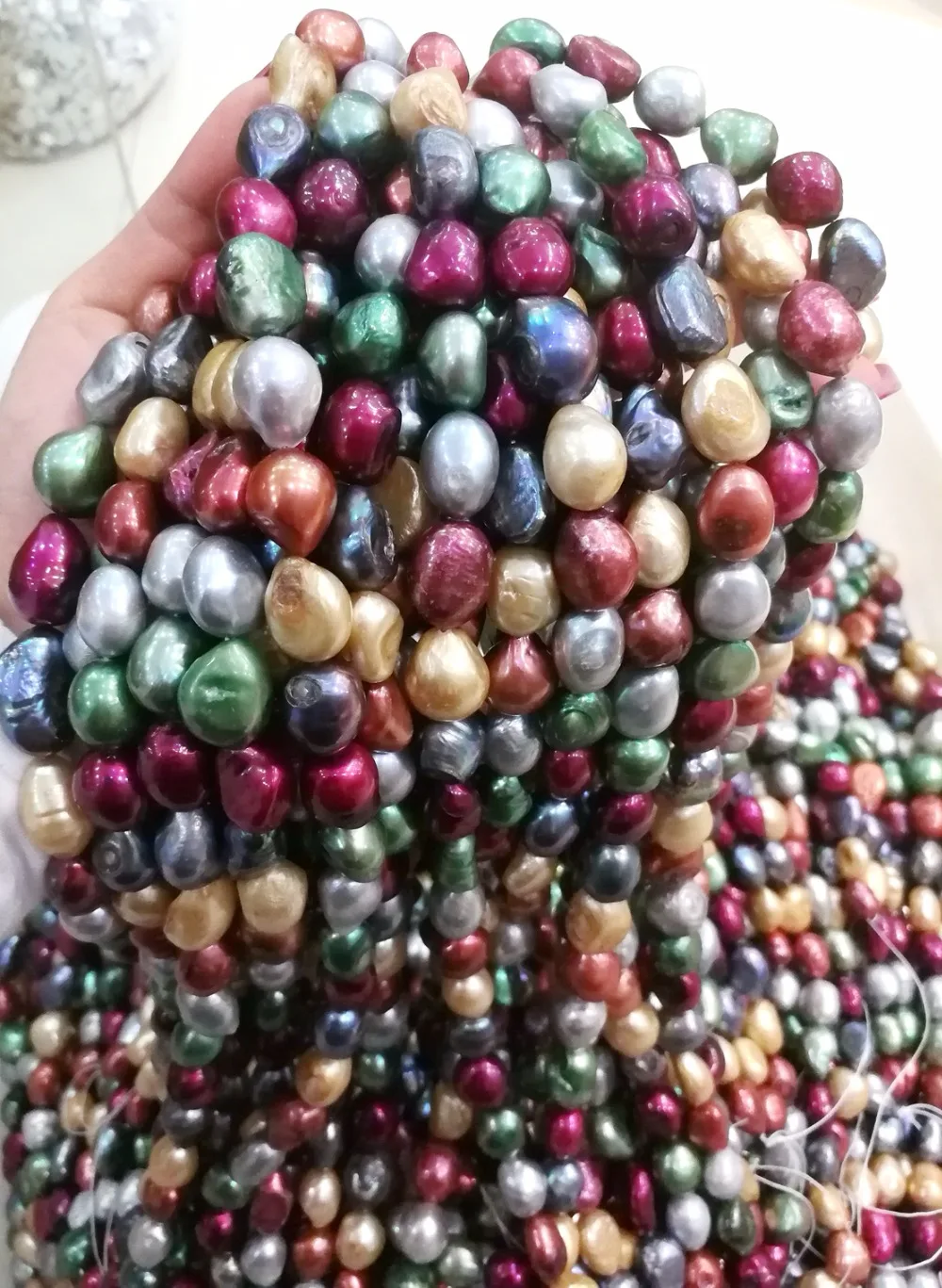 

Women fashion Jewelry 12x17mm colorful natural pearl baroque necklace freshwater cultured pearl 17'' 42cm
