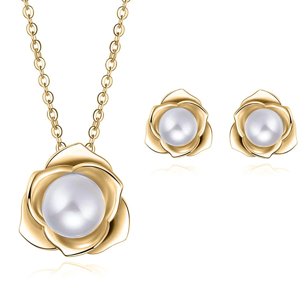 Yellow Gold Jewelry Японский жемчуг акоя жемчуг женский ювелирный набор Твердое 14 к белое золото 7 мм натуральный жемчуг морской воды ожерелье кулон серьги для девушки подарки - Цвет камня: Yellow Gold Jewelry