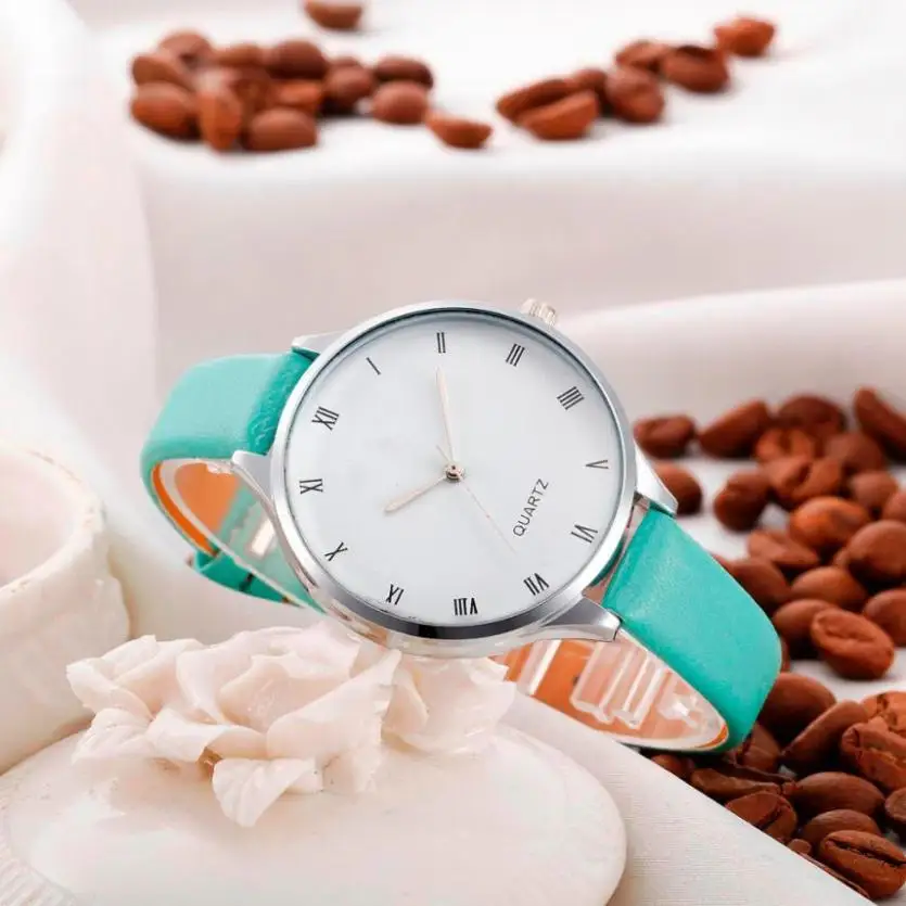 

Women's Fashion Geneva Watch PU Leather Strap Quartz Movement Watch Alloy Stainless Steel Analog Round Watch #W